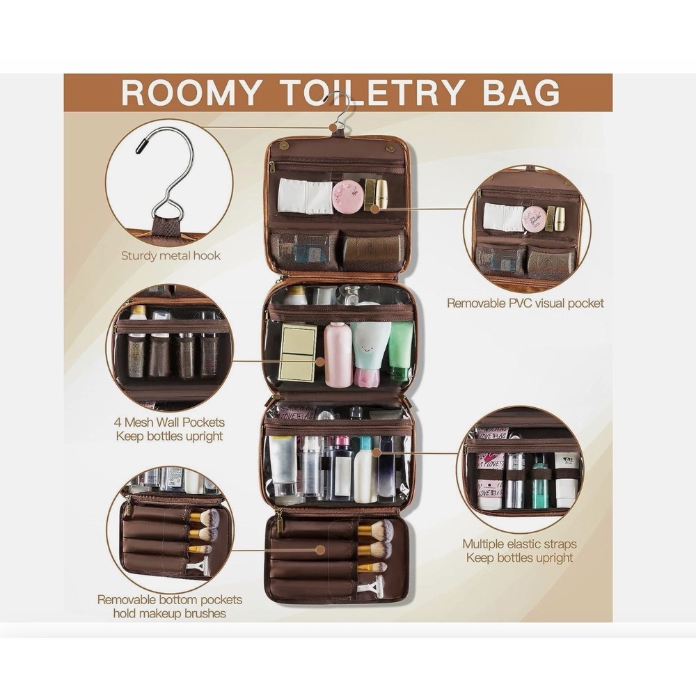 Elviros Hanging Toiletry Bag for Men 3-in-1 Large - Picture 4 of 5